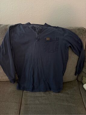 Briggs New York Navy Long-Sleeve Henley with Pocket